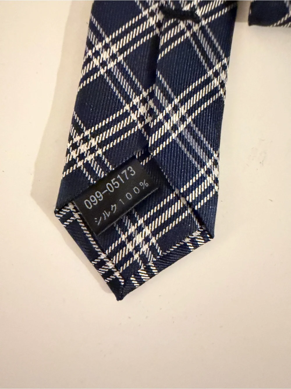 Takeo Kikuchi Men's Navy Blue Plaid Tie - Classic Dress Tie